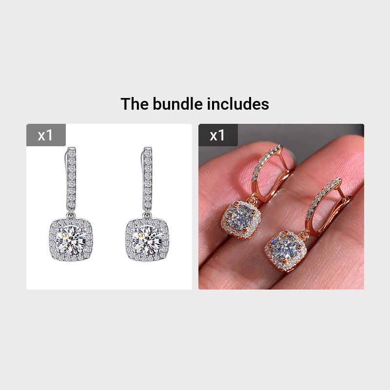 Stylish Square-Shaped Zirconia Drop Earrings