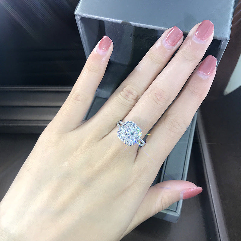 Square Halo Zirconia Bridal Ring