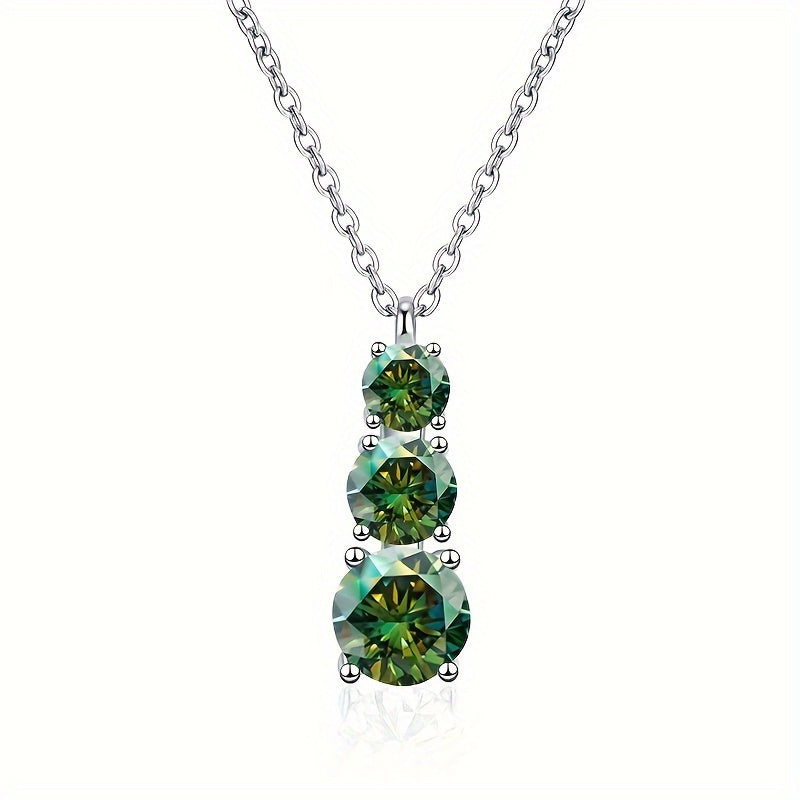 Full Moissanite Pendant Silver Necklace