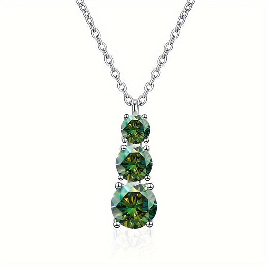 Full Moissanite Pendant Silver Necklace