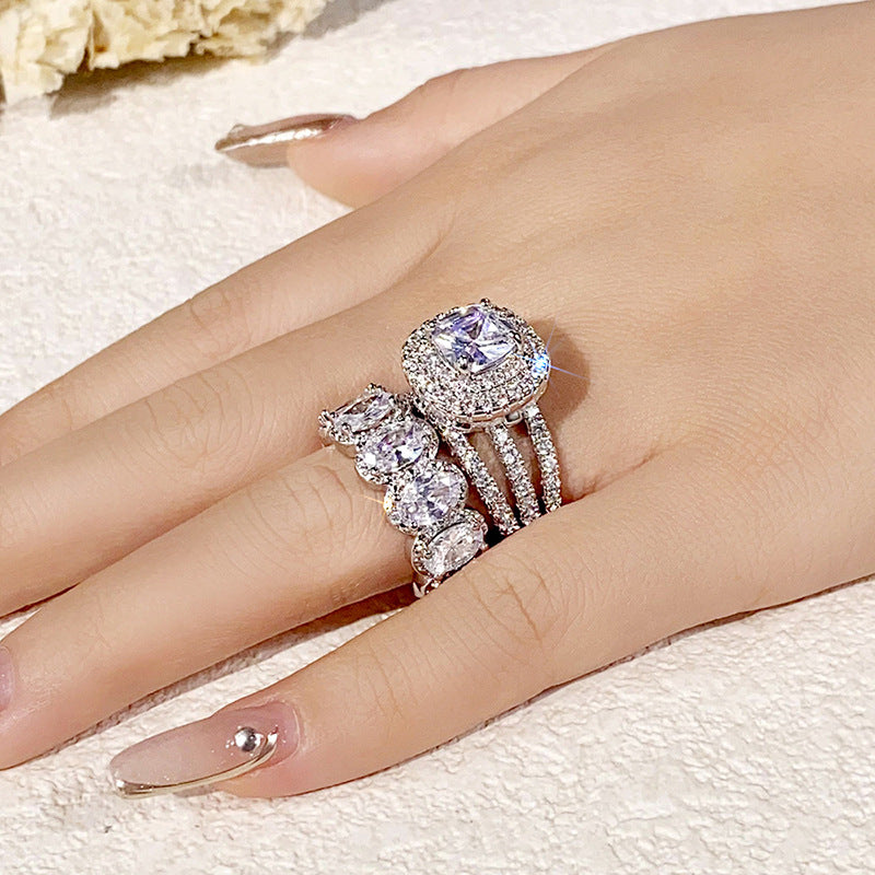 2pcs Luxury Zirconia Wedding Band Set