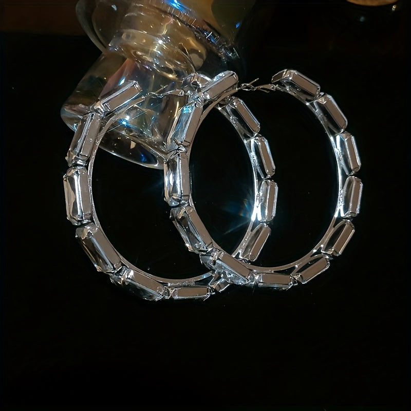 Exaggerated Rectangular Hoop Earrings