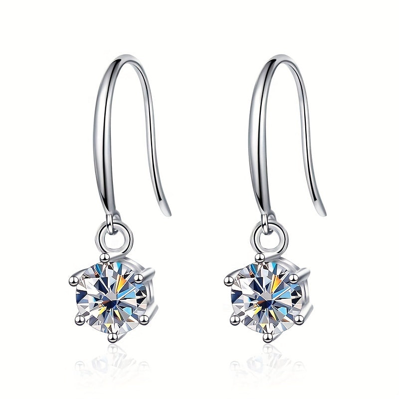 Delicate Round Moissanite Hook Earrings