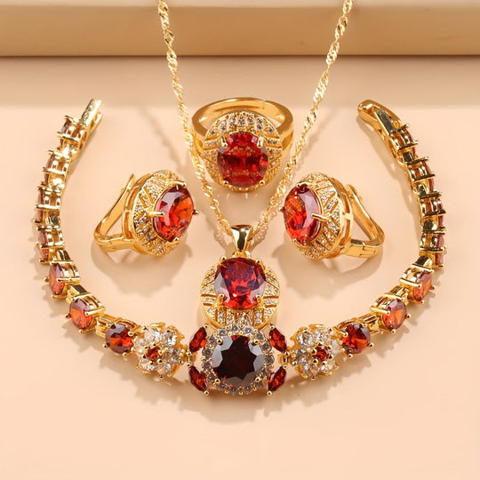 5-Piece Luxury Zirconia Bridal Jewelry Set