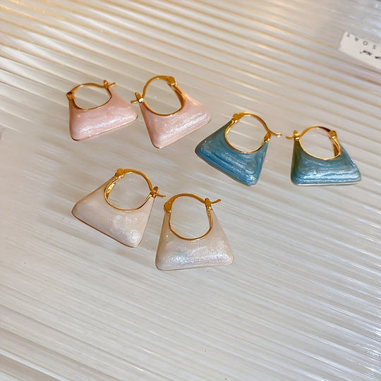 Handbag Design Enamel Hoop Earrings