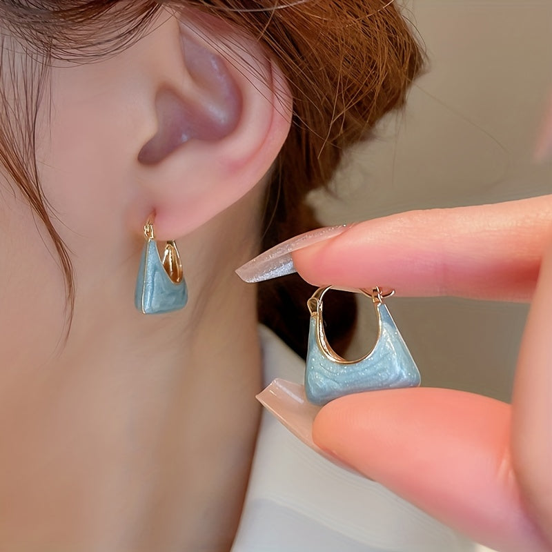 Handbag Design Enamel Hoop Earrings