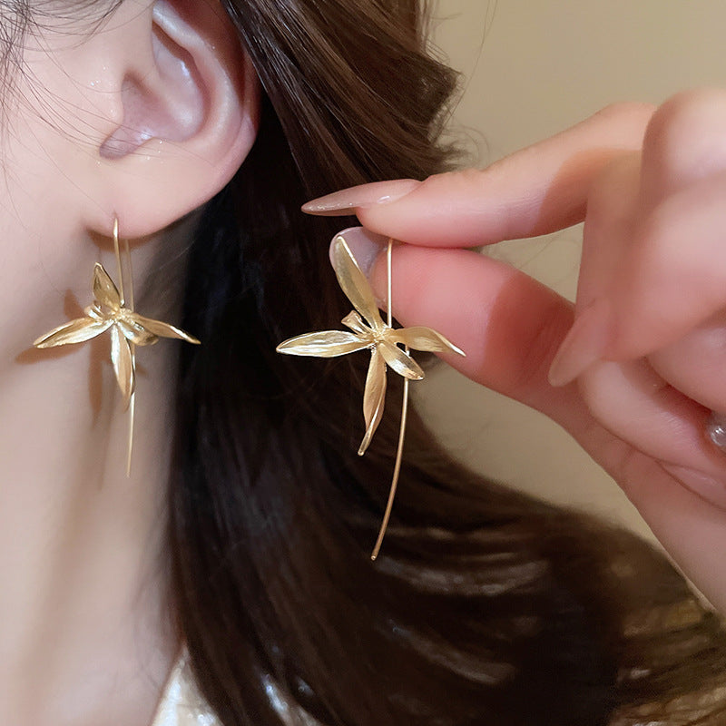 Minimalist Iris Flower Earrings