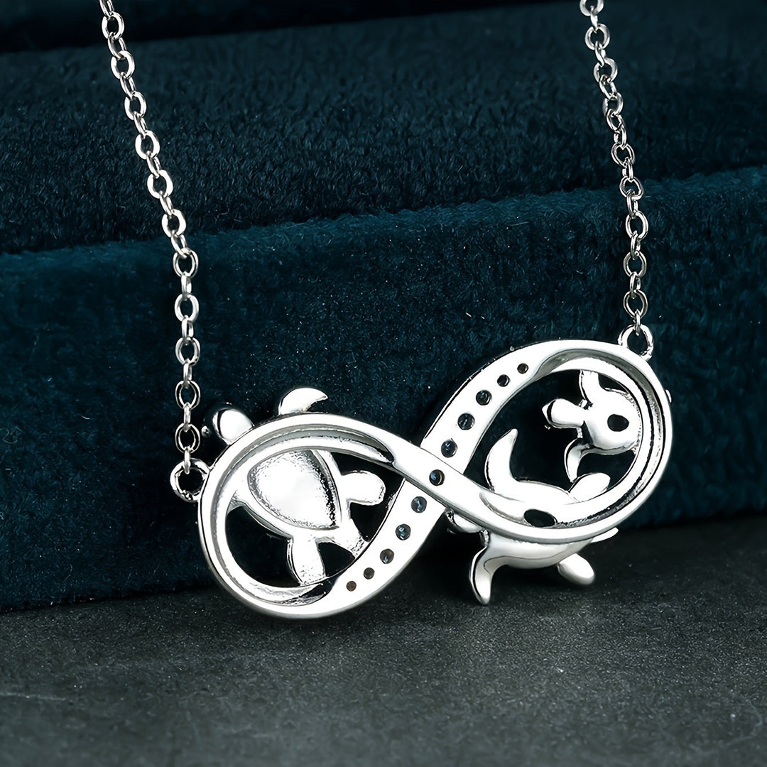 Three Turtle Opal Infinity Pendant Necklace