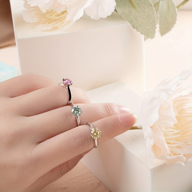 Authentic Moissanite Round Ring