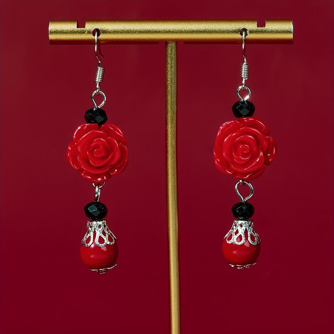 Rose Flower Pendant Earrings