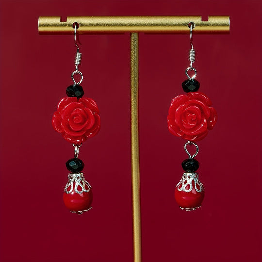 Rose Flower Pendant Earrings