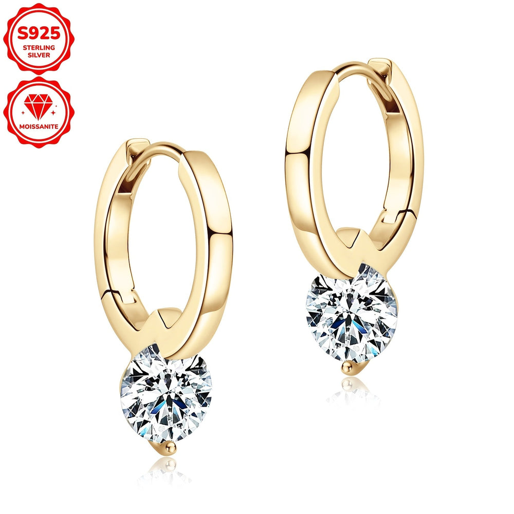 Stylish Round Moissanite Hoop Earrings