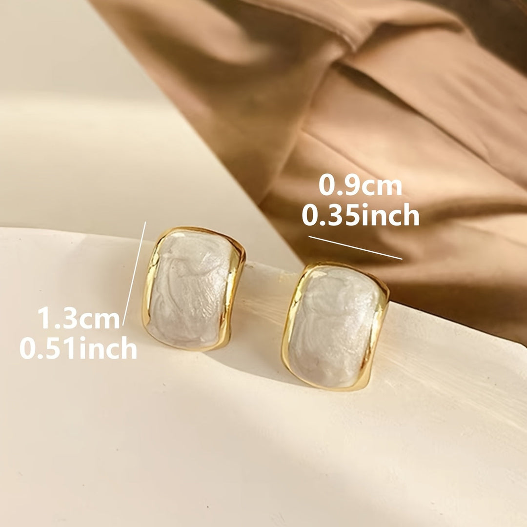 White Square French Style Earrings