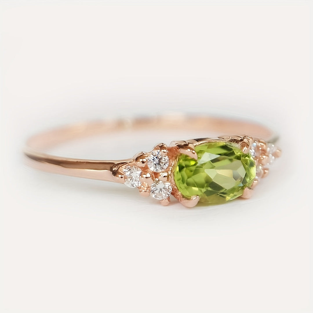 Inlaid Oval Synthetic Zirconia Ring