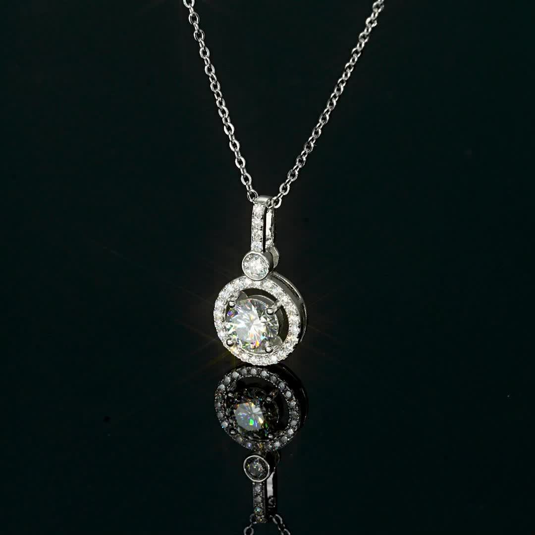 Single Strand Moissanite Pendant Necklace