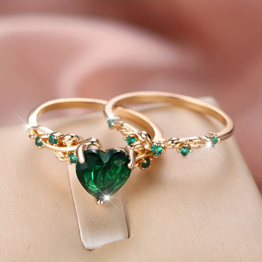 Elegant Heart Shape Ring Set