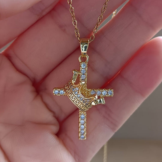 Luxury Crown Cross Pendant Necklace