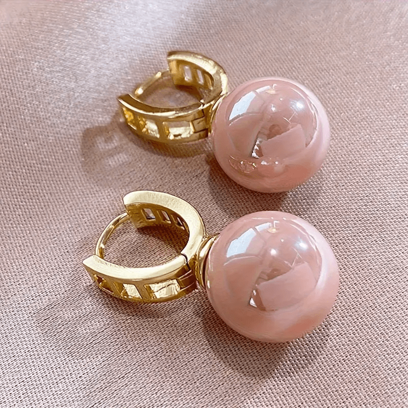 Vintage Pink Pearl Zirconia Earrings