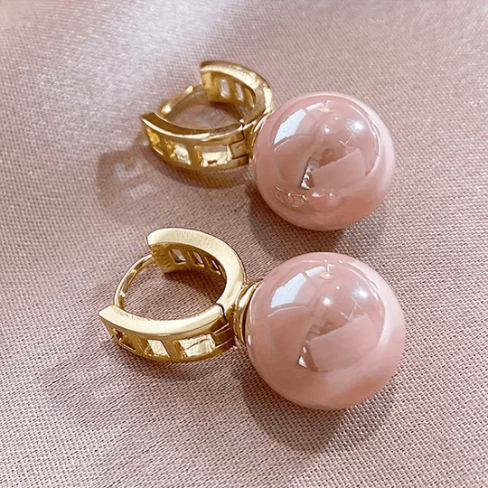 Vintage Pink Pearl Zirconia Earrings