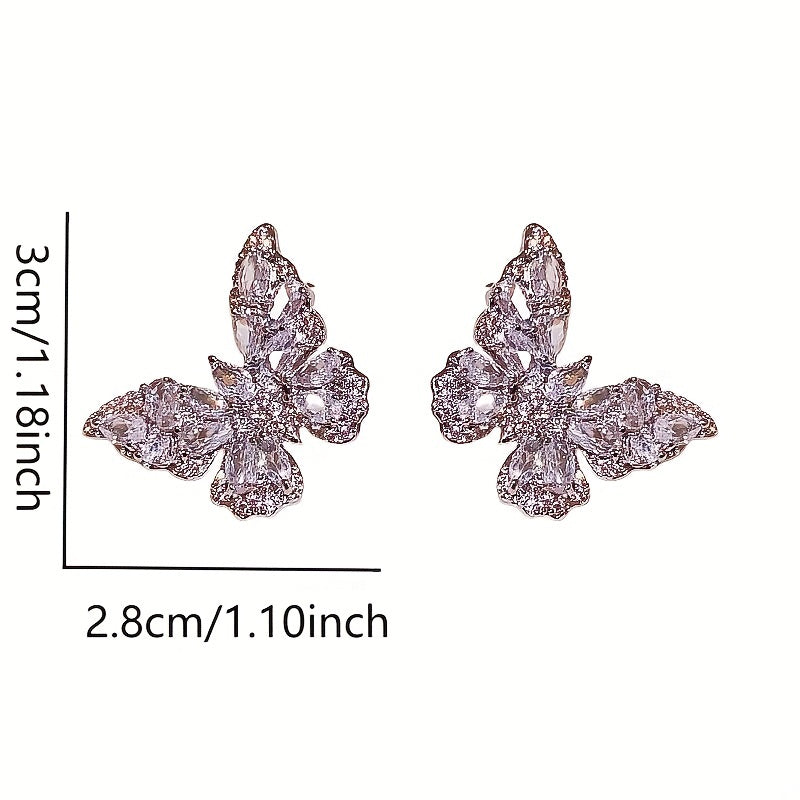 Glittering Butterfly Stud Earrings