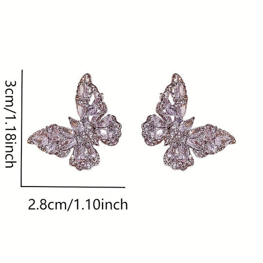 Glittering Butterfly Stud Earrings