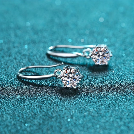 Delicate Round Moissanite Hook Earrings