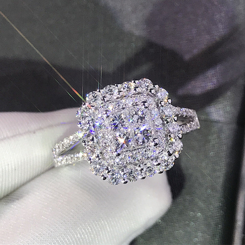 Square Halo Zirconia Bridal Ring