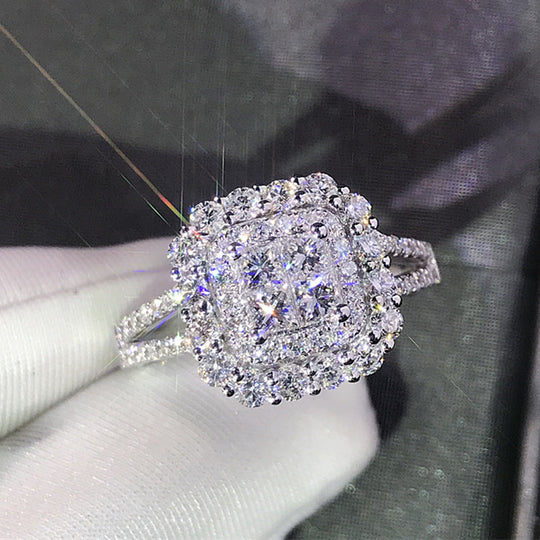 Square Halo Zirconia Bridal Ring