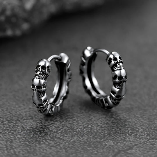 Fashionable Gothic Skull Hoop Earrings