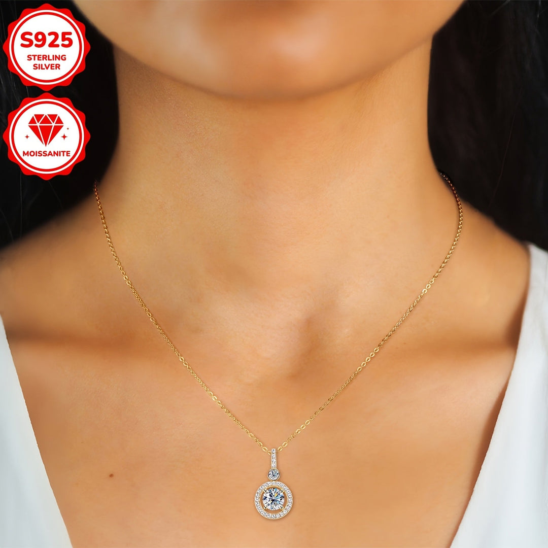 Single Strand Moissanite Pendant Necklace