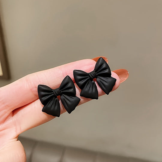 Elegant Black Bow Dangle Earrings