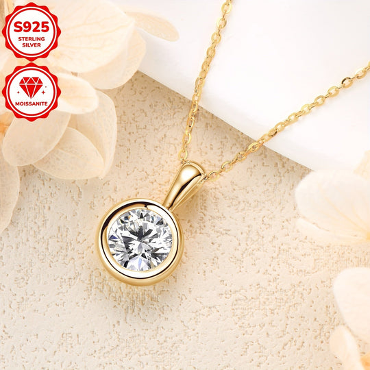 2-Carat 8mm Round Cut Moissanite Pendant Necklace