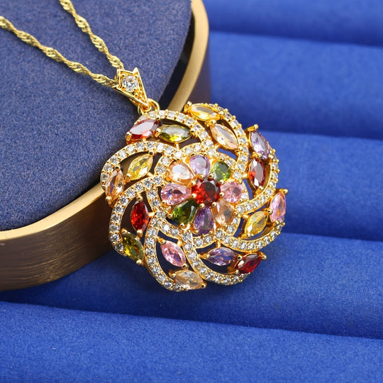 Elegant Multicolor Cubic Zirconia Pendant Necklace