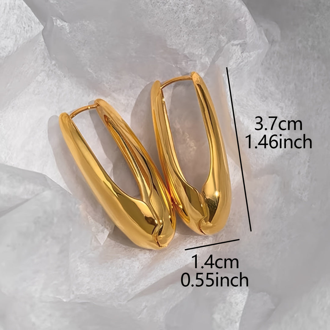 Pair Oval Statement Hoops Earrings