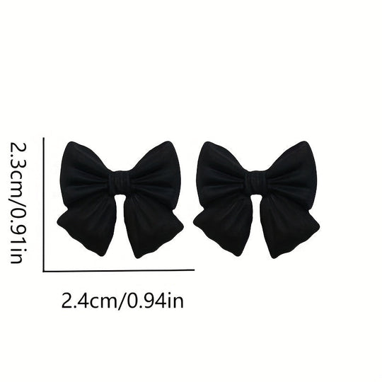 Elegant Black Bow Dangle Earrings