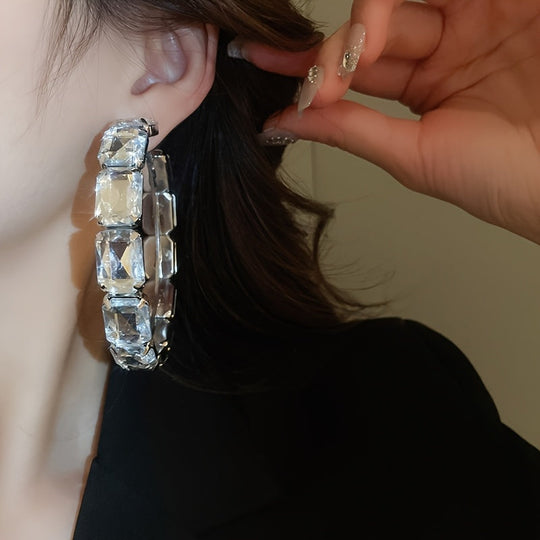 Exaggerated Rectangular Hoop Earrings