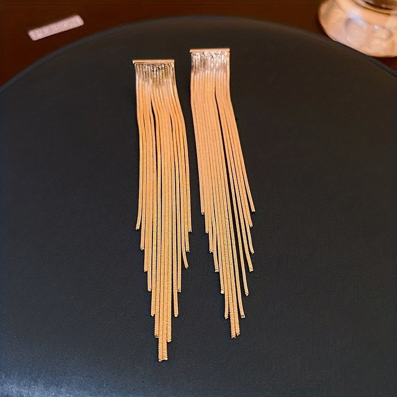 Golden Tassel Design Dangle Earrings