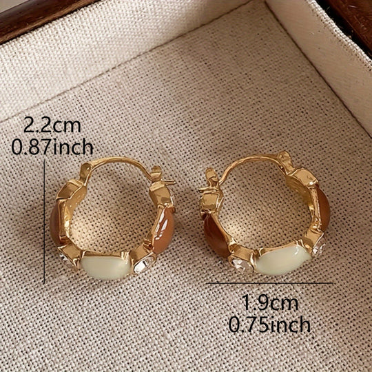 Geometric Rhinestone Inlay Hoop Earrings