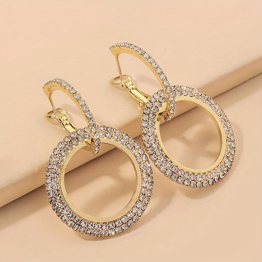 Hollow Circle Pendant Hoop Earrings