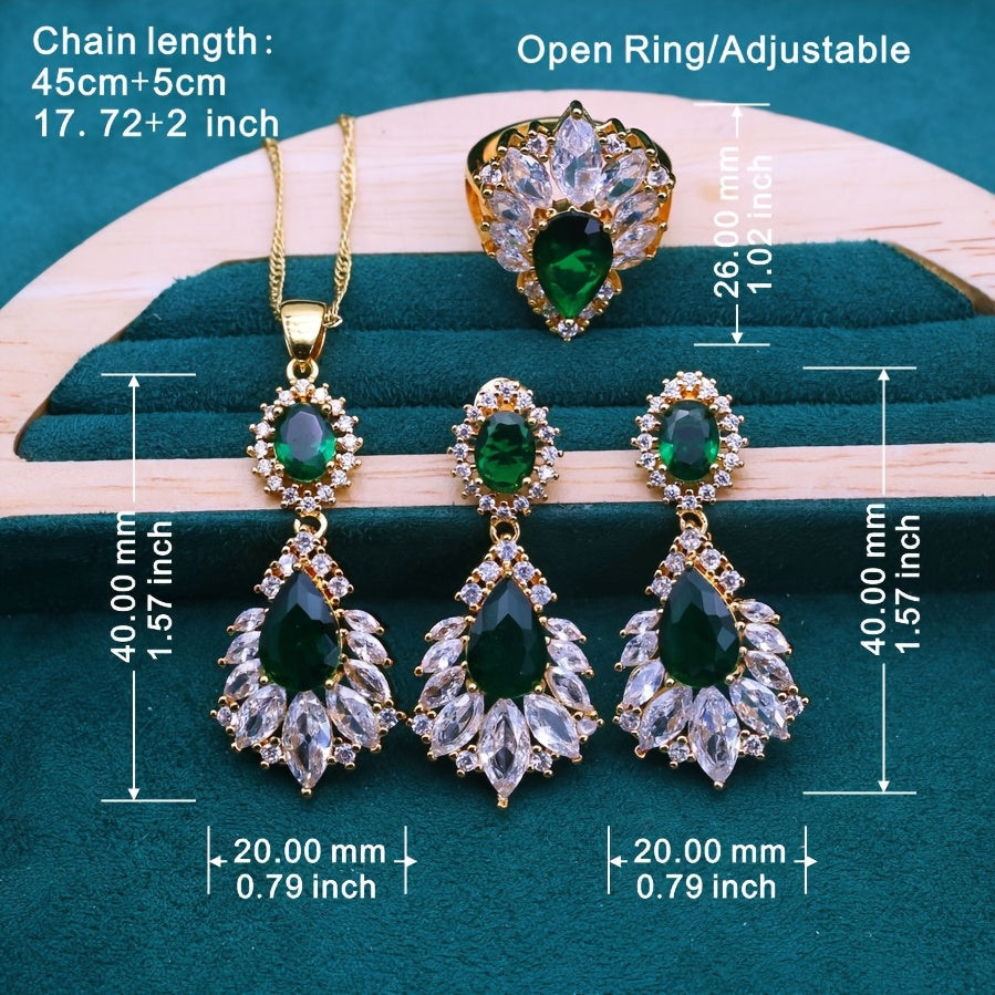 Elegant Green Cubic Zirconia Jewelry Set