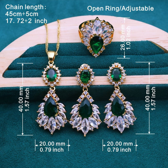 Elegant Green Cubic Zirconia Jewelry Set