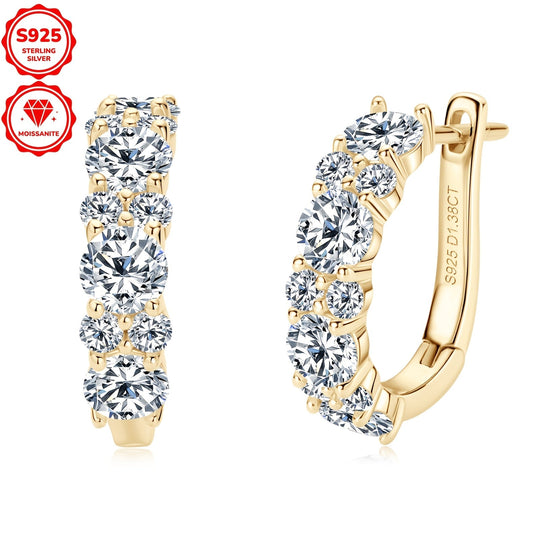 Round Moissanite Silver Earrings