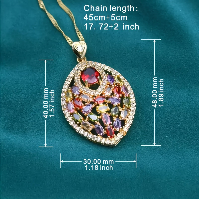 Elegant Multicolor Cubic Zirconia Pendant Necklace