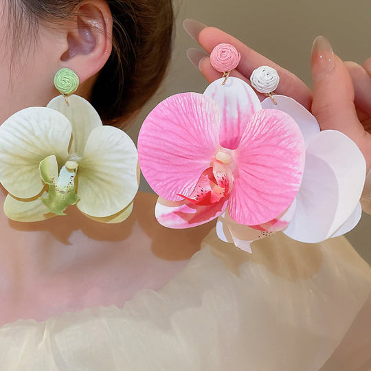 Fabric Flower Petal Earrings
