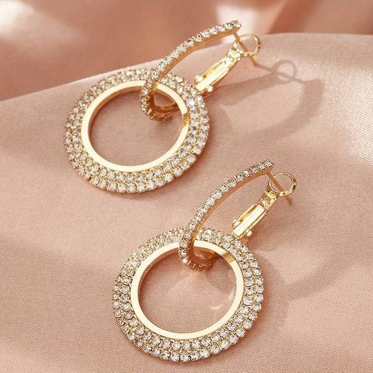 Hollow Circle Pendant Hoop Earrings