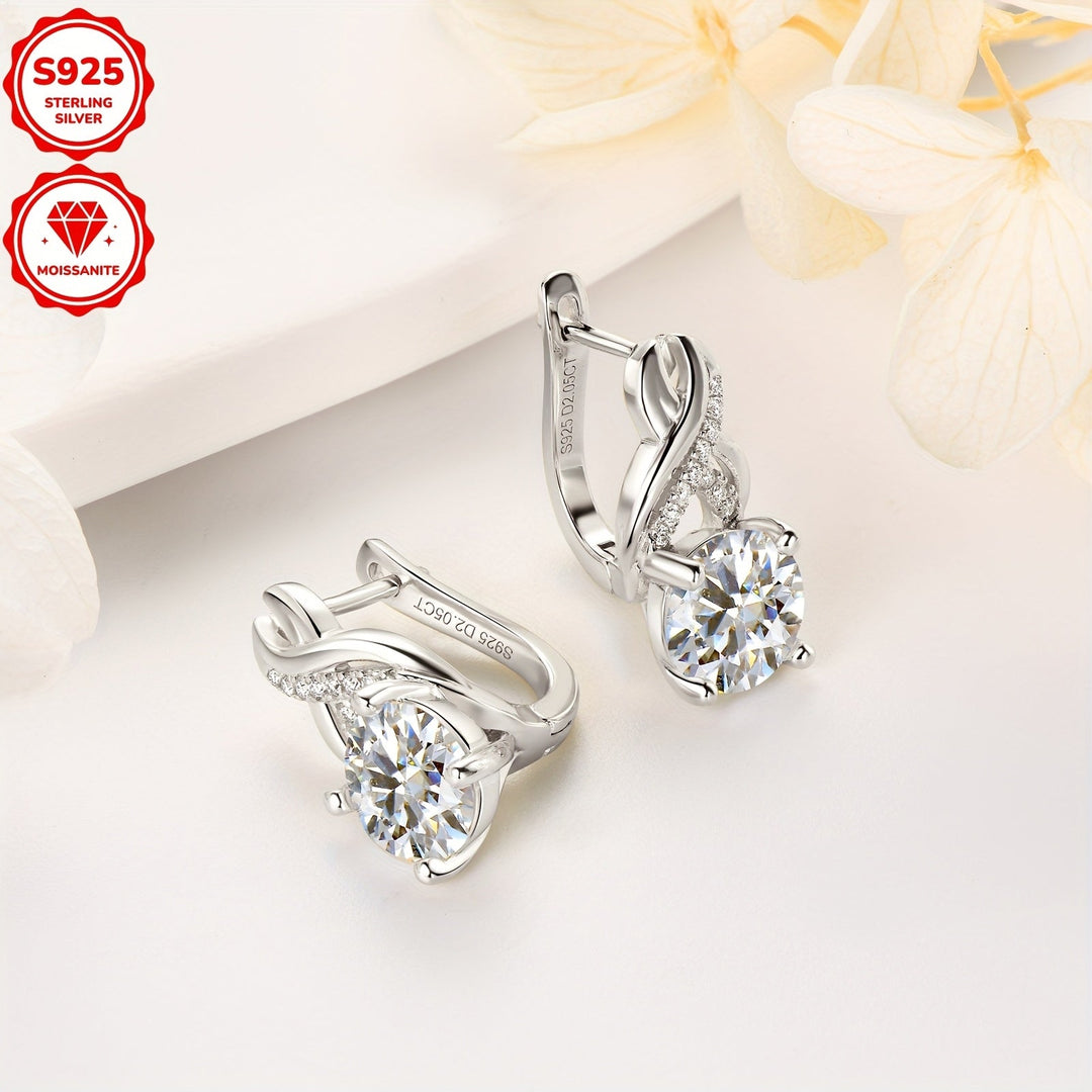 Round Silvery 8mm Moissanite Earrings