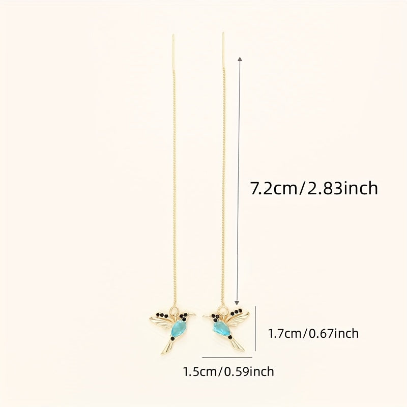 Elegant Birdie Ear Line Dangle Earrings