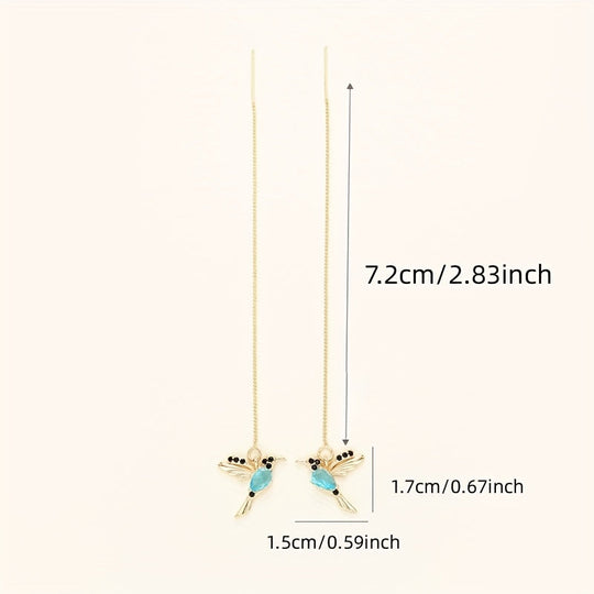 Elegant Birdie Ear Line Dangle Earrings