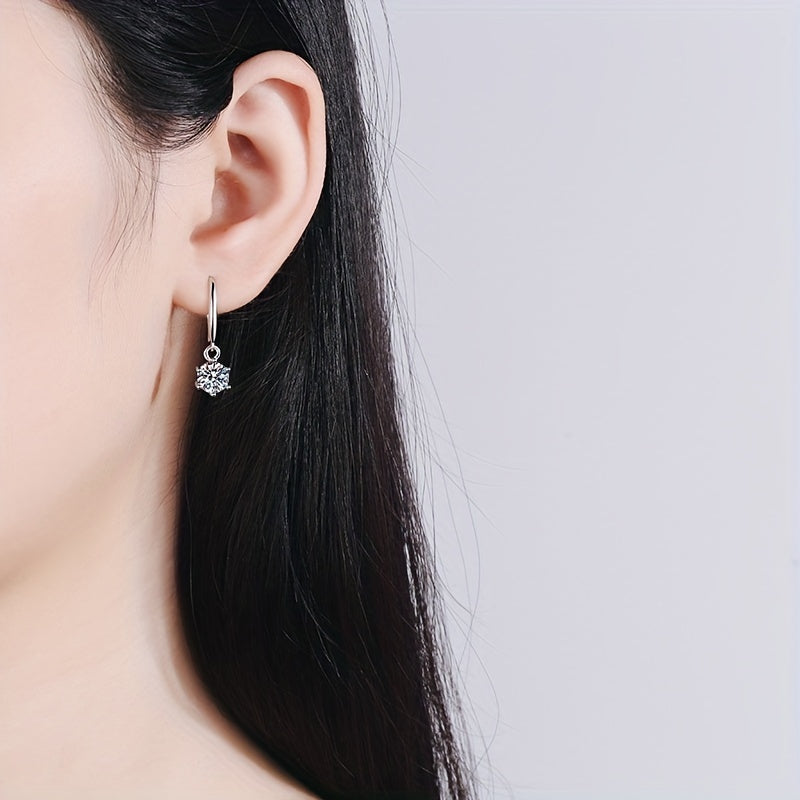 Delicate Round Moissanite Hook Earrings