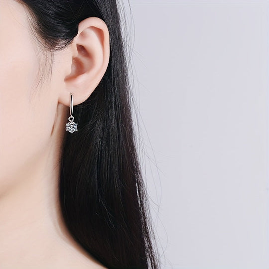 Delicate Round Moissanite Hook Earrings